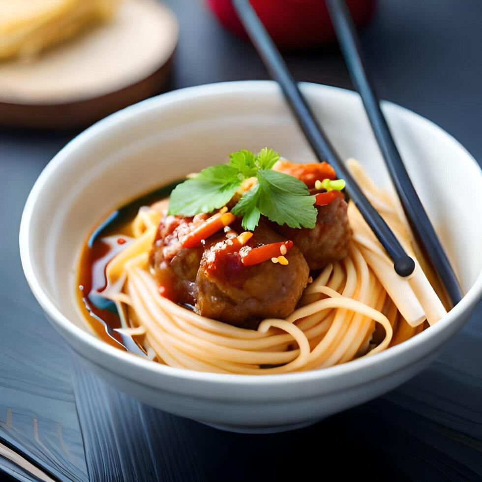 Mouthwatering chinese noodles, pro photo