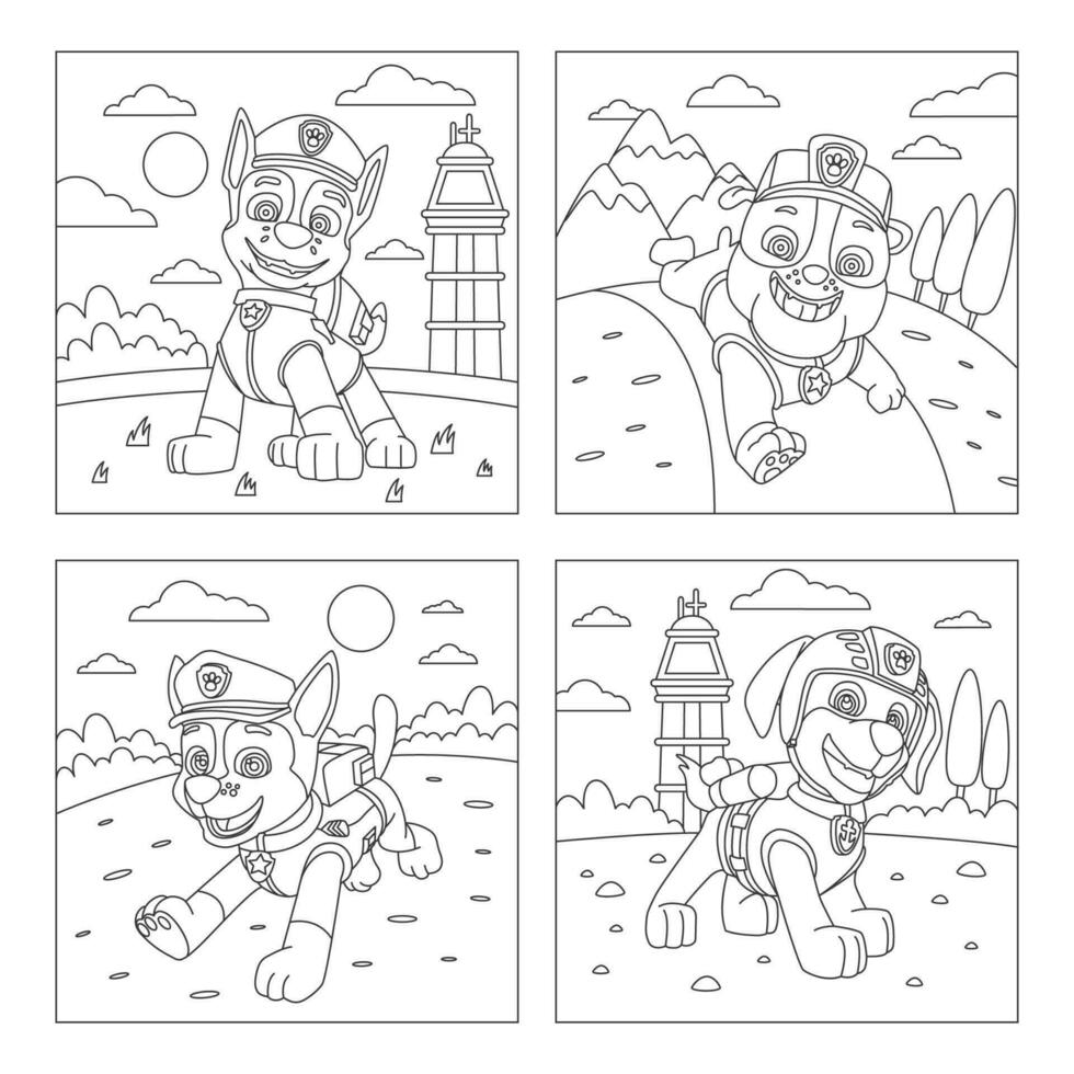 Dog Rescue Patrol Coloring Book vector