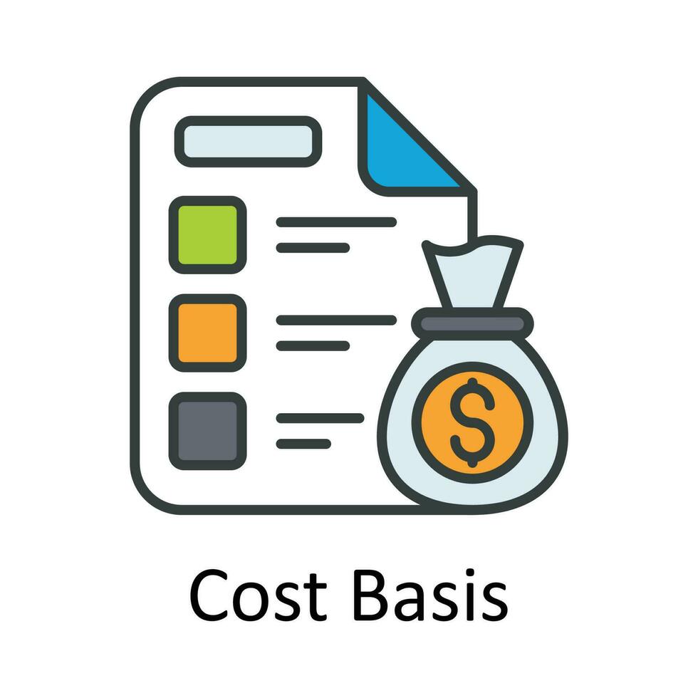 Cost Basis vector Fill outline Icon Design illustration. Taxes Symbol