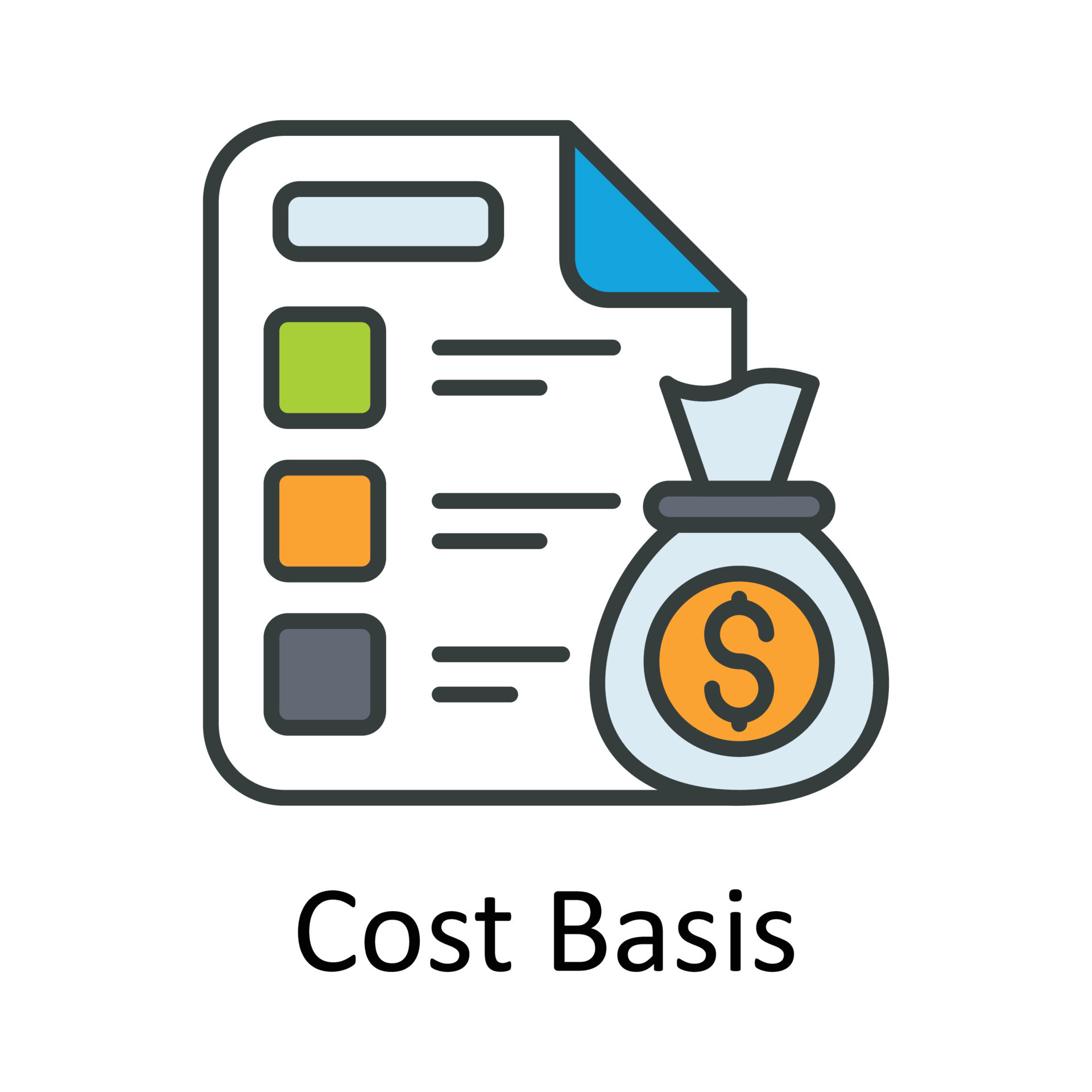 Cost Basis vector Fill outline Icon Design illustration. Taxes Symbol
