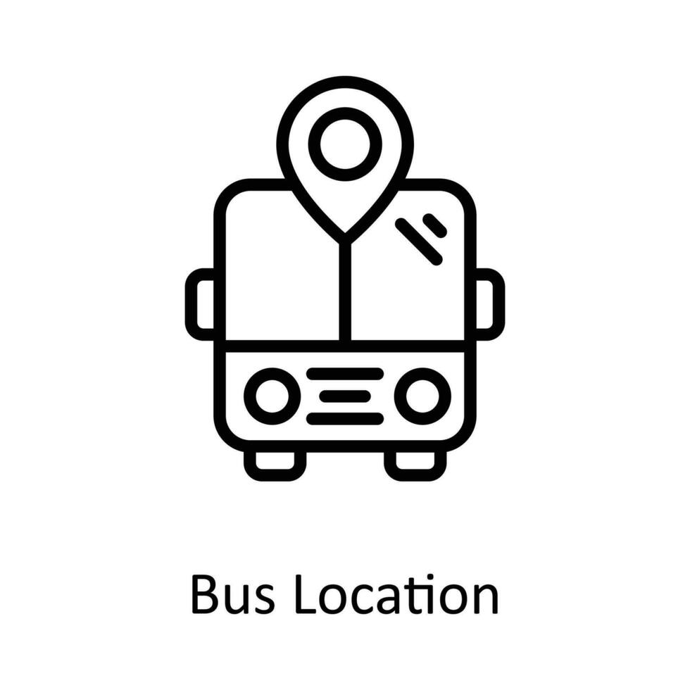 Bus Location vector    outline Icon Design illustration. Location and Map Symbol on White background EPS 10 File