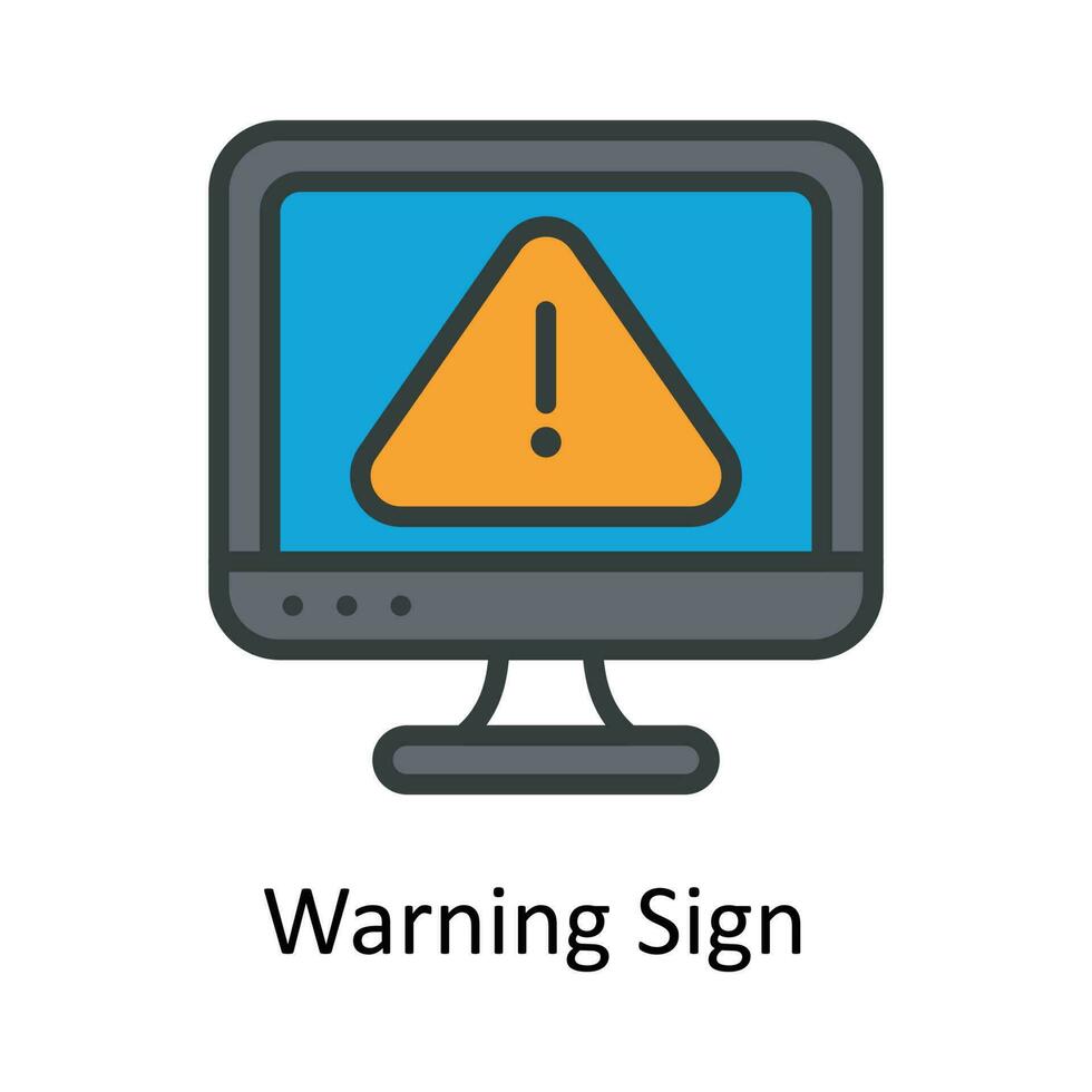 Warning Sign  vector  Fill outline Icon Design illustration. Work in progress Symbol on White background EPS 10 File