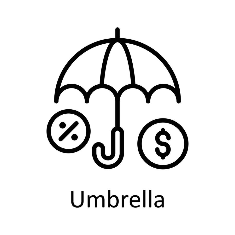 paraguas vector contorno icono diseño ilustración. impuestos símbolo en blanco antecedentes eps 10 archivo