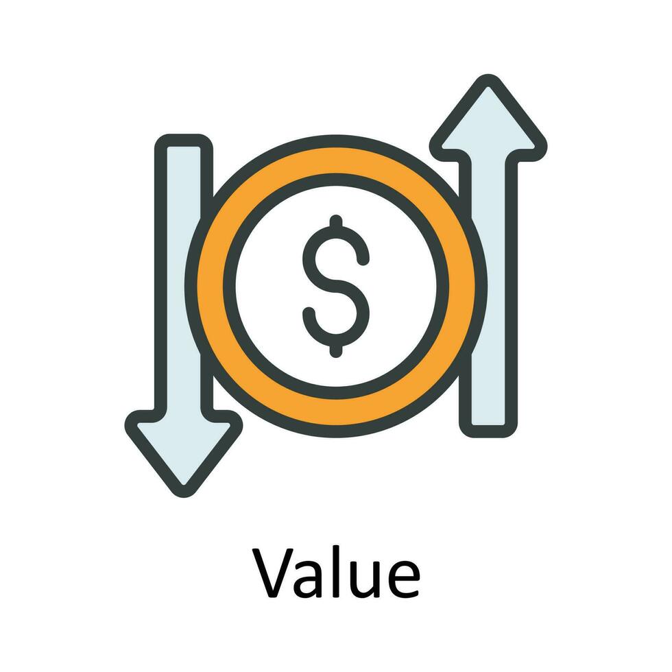 Value vector  Fill  outline Icon Design illustration. Taxes Symbol on White background EPS 10 File