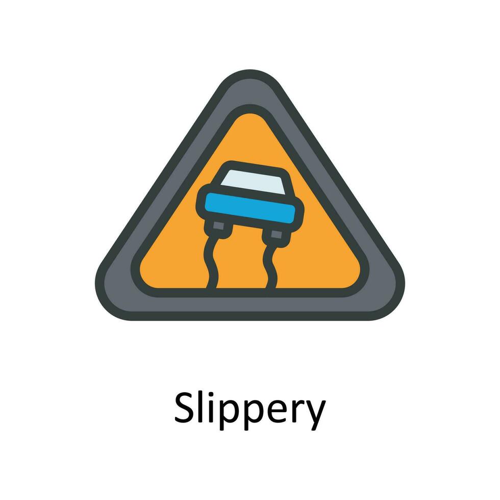 Slippery vector  Fill outline Icon Design illustration. Work in progress Symbol on White background EPS 10 File
