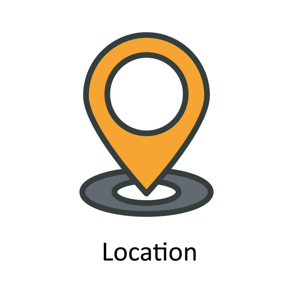 Location  vector  Fill  outline Icon Design illustration. Location and Map Symbol on White background EPS 10 File