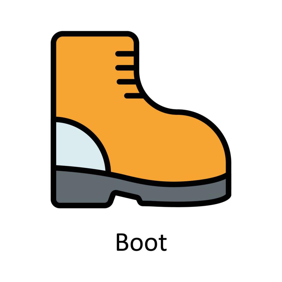 Boot vector  Fill  outline Icon Design illustration. Agriculture  Symbol on White background EPS 10 File