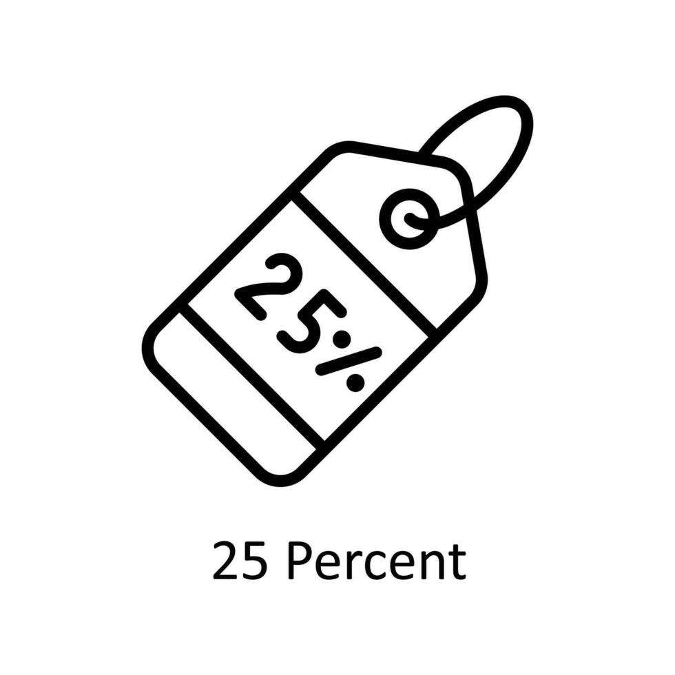 25 Percent  vector   outline Icon Design illustration. Work in progress Symbol on White background EPS 10 File