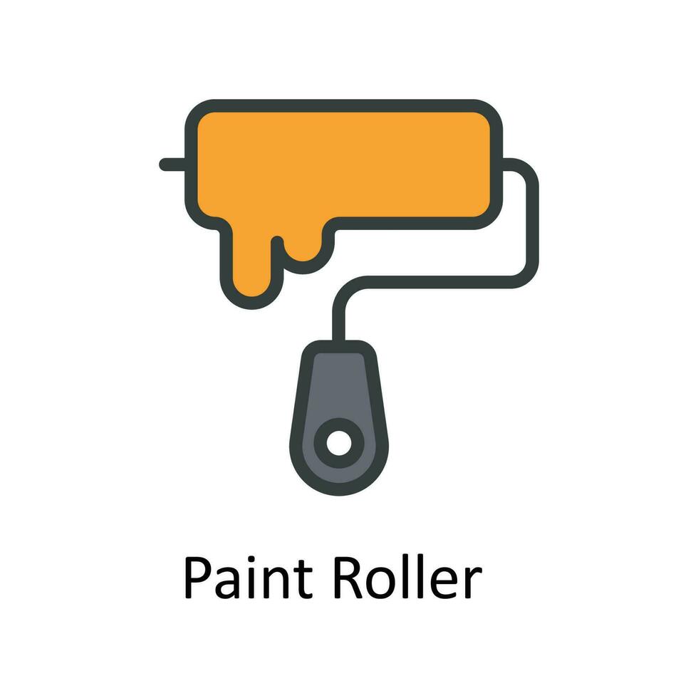 Paint Roller  vector  Fill outline Icon Design illustration. Work in progress Symbol on White background EPS 10 File