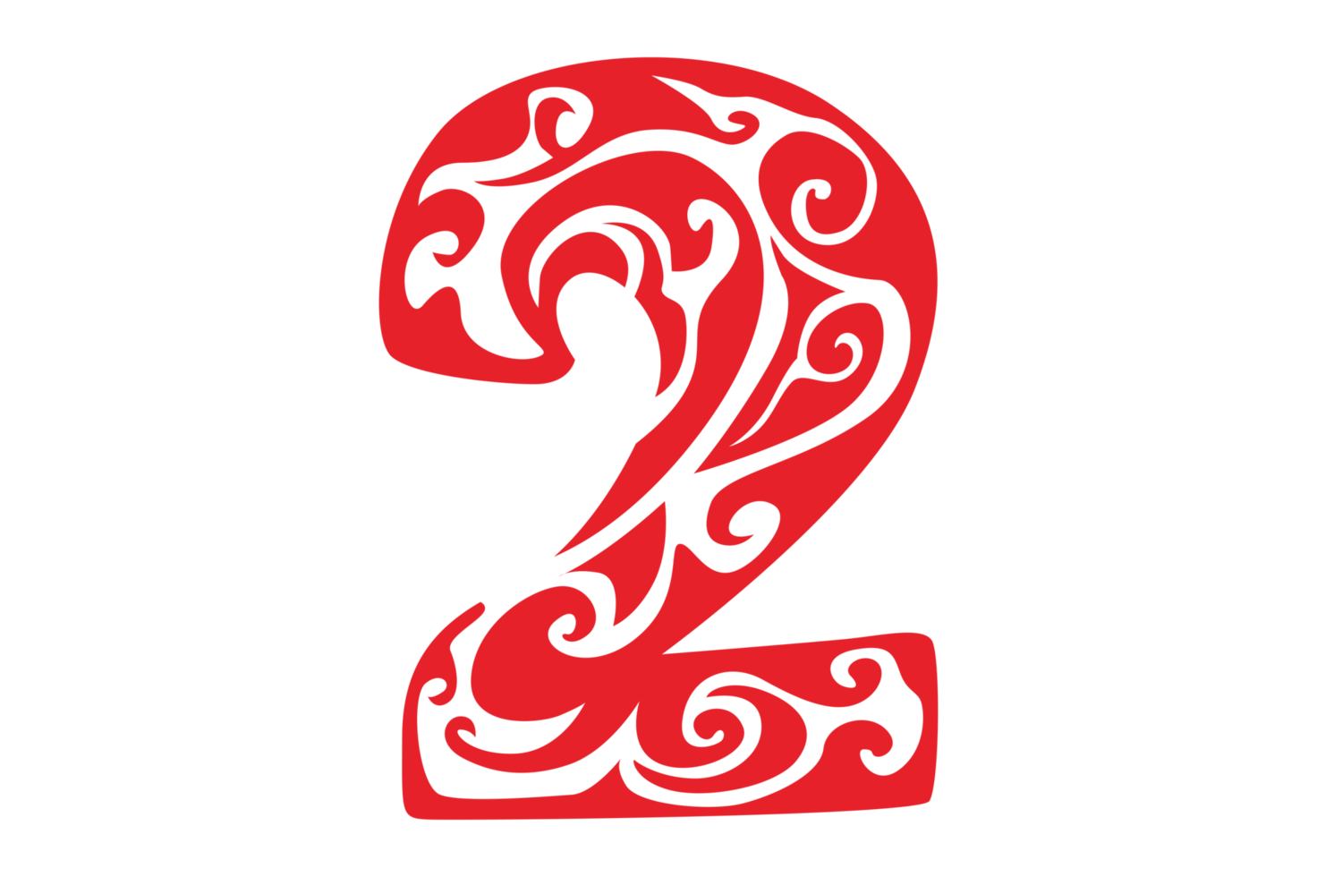 Red 2 Number Ornament On Transparent Background png