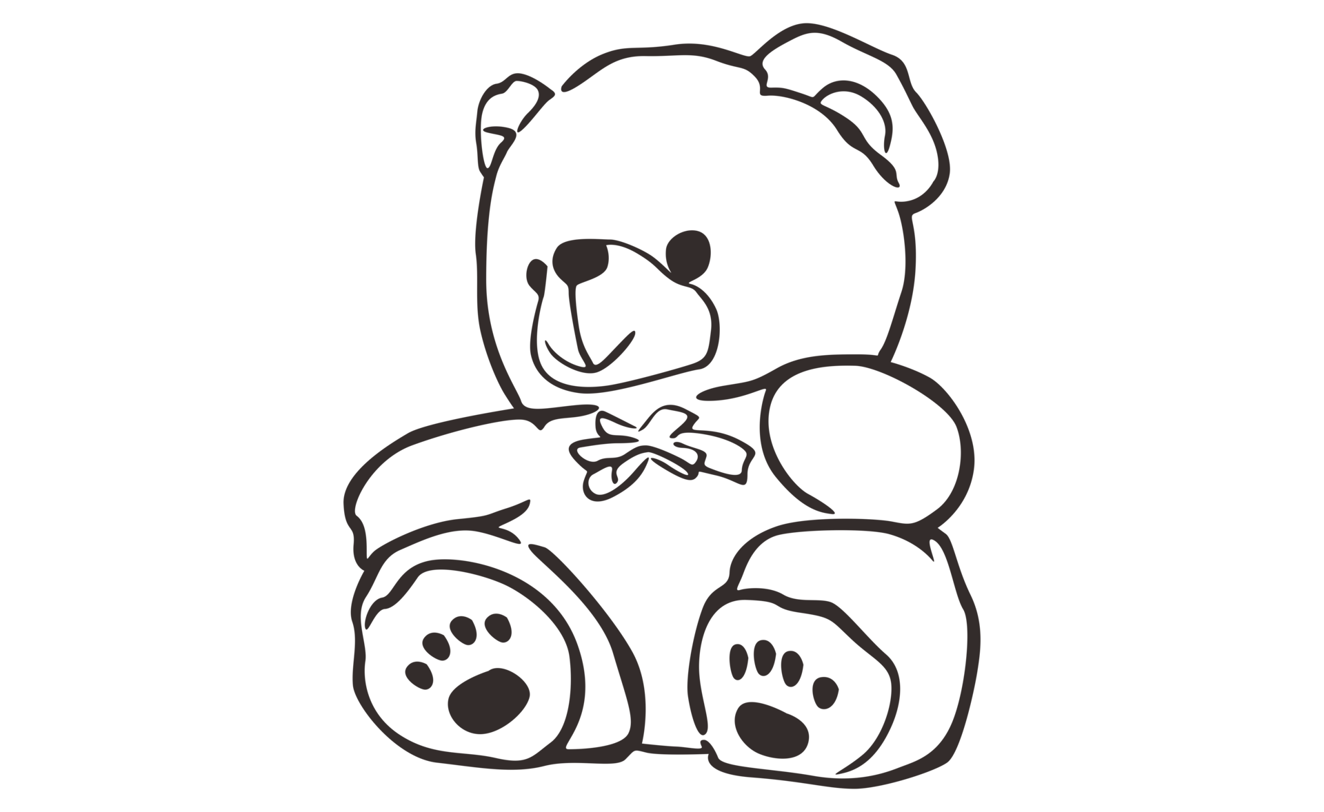 Cute Teddy Bear Line Art on a transparent background 24033919 PNG