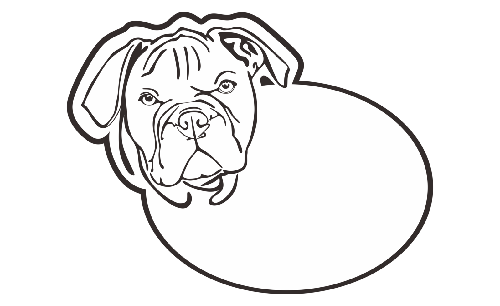 Room Door Nameplate With Cute Bulldog Line Art Theme With Transparent Background png