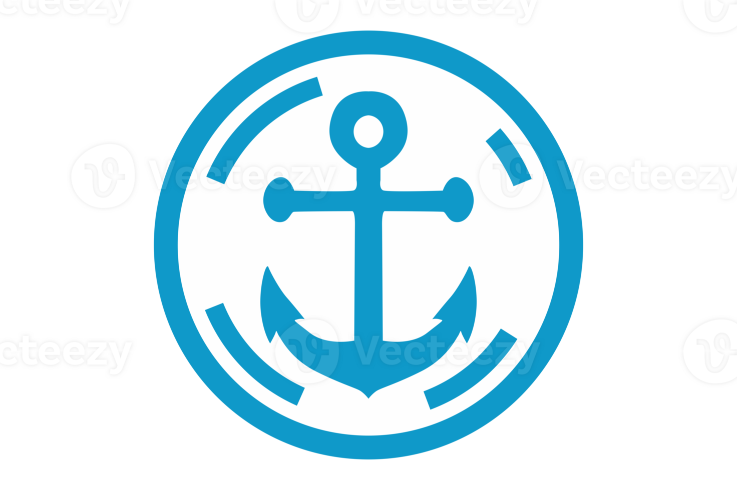 Blue Navy Anchor Logo icon With Transparent Background png