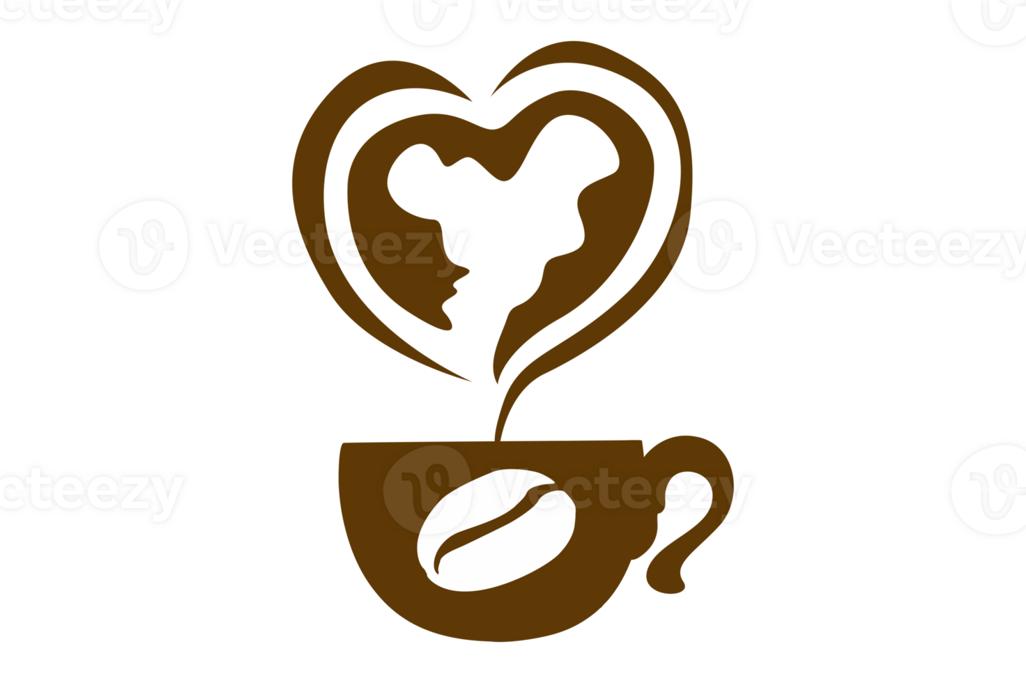 Love Coffee Bean Logo On Transparent Background png