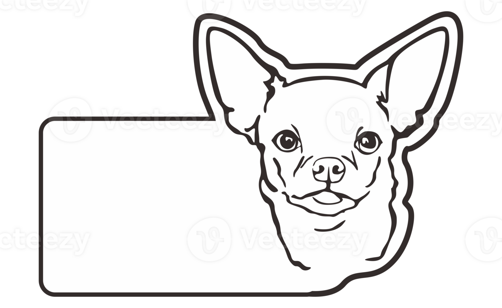 Zimmer Tür Typenschild mit süß Chihuahua Hund Linie Kunst Thema mit transparent Hintergrund png