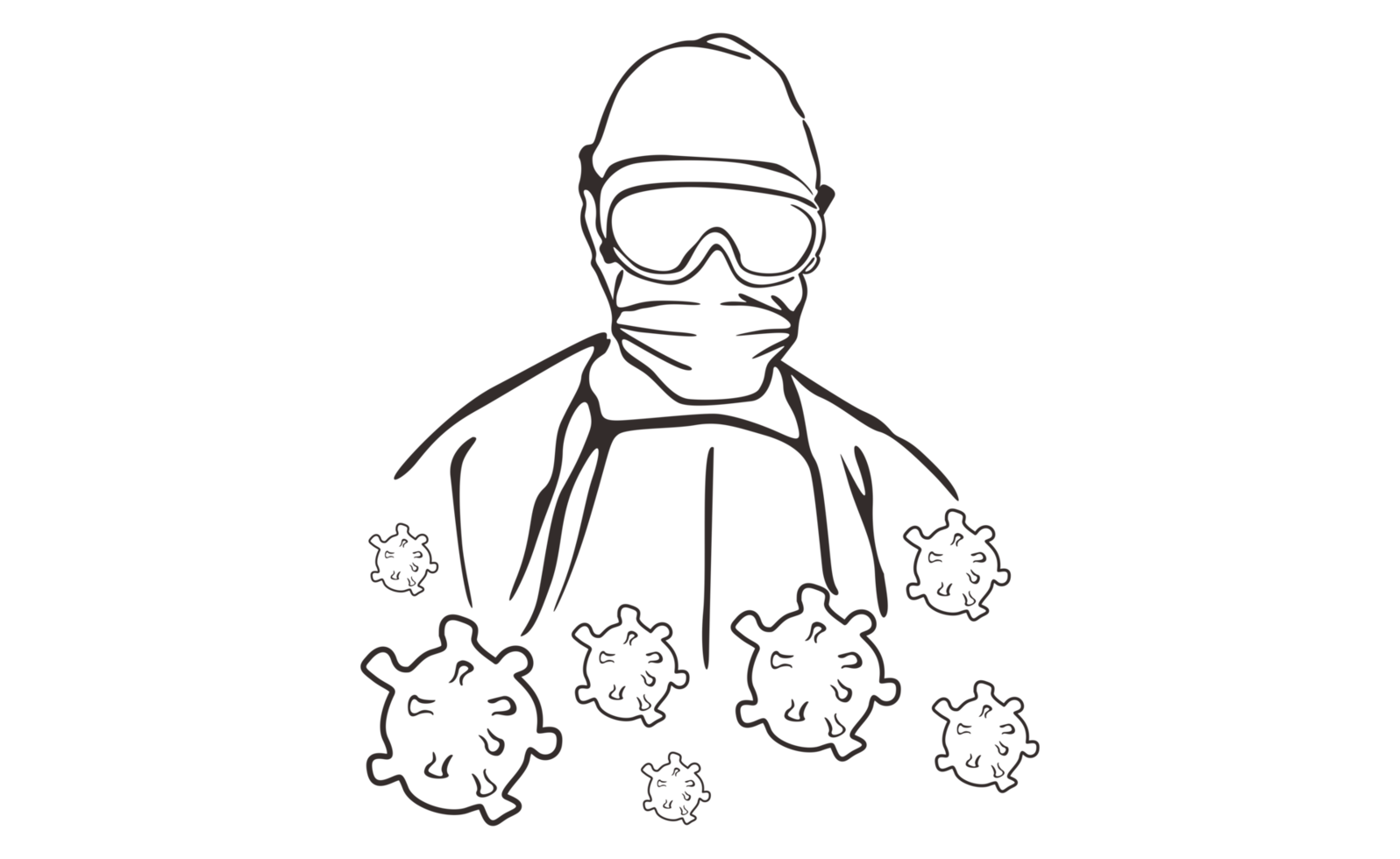 Pandemic Medical Officer Doctor Line Art On Transparent Background png