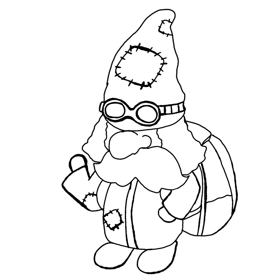 Cute Gnome Cartoon On an Adventure With Transparent Background png