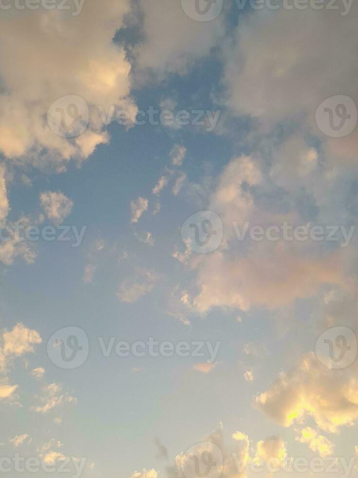 Evening sky scene with golden light from the setting sun. sky view on Lombok island, Indonesia photo