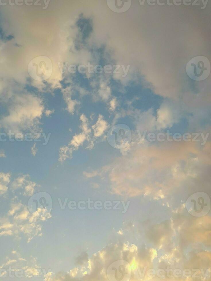 Evening sky scene with golden light from the setting sun. sky view on Lombok island, Indonesia photo