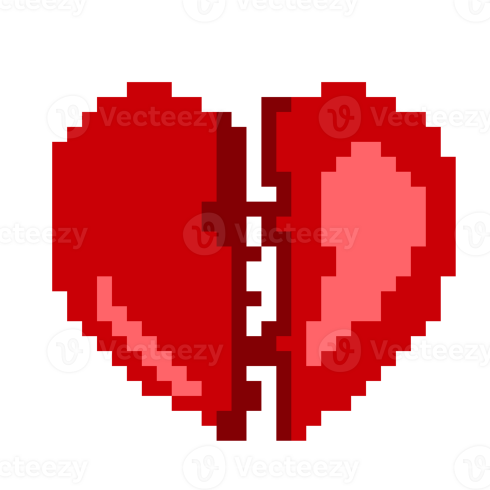 Valentine Pixel Broken Love - Breakup With Transparent Background png