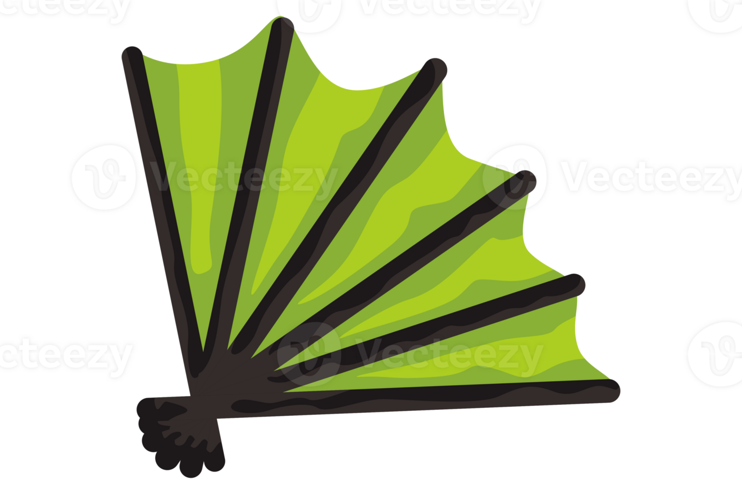 green hand-held fan on transparent background png