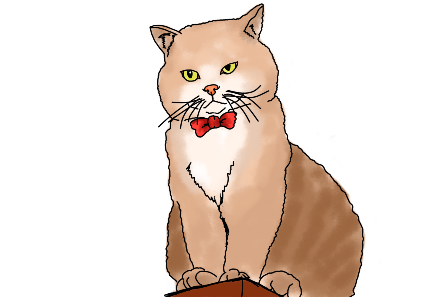 digital ilustração do fofa gato com uma arco gravata com transparente fundo png