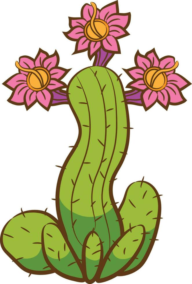 cactus planta con flores aislado icono vector ilustración diseño icono