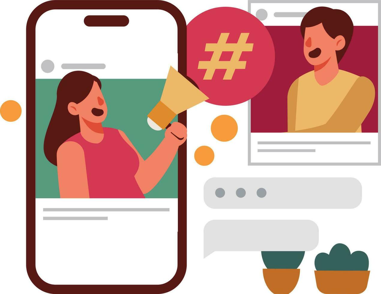 plano diseño concepto de social medios de comunicación marketing. hombre y mujer chateando en línea. vector