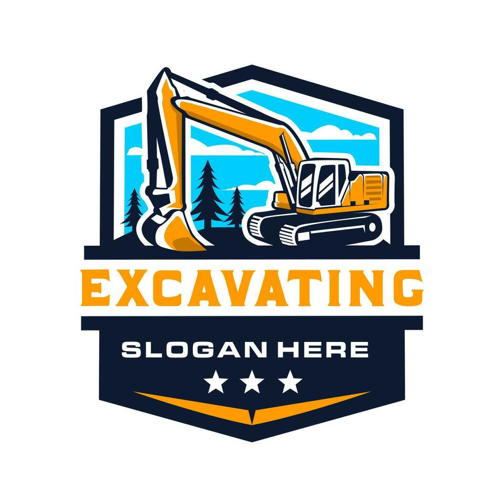 diseño de logotipo de excavadora vector