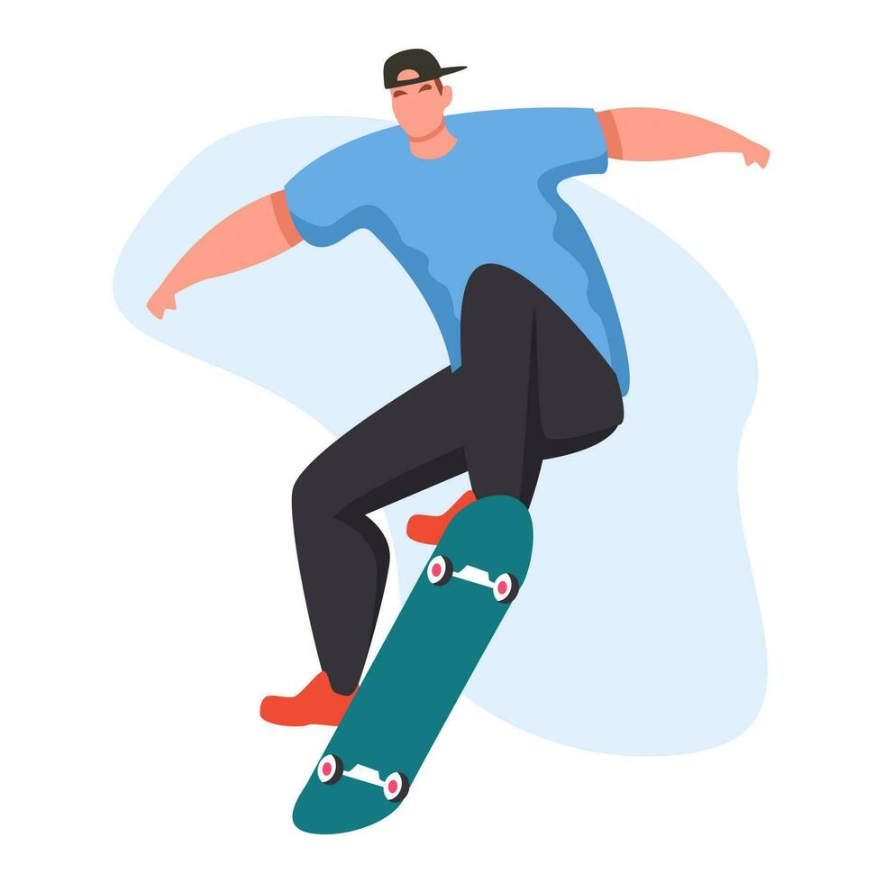 Young people with skateboarding trick vector