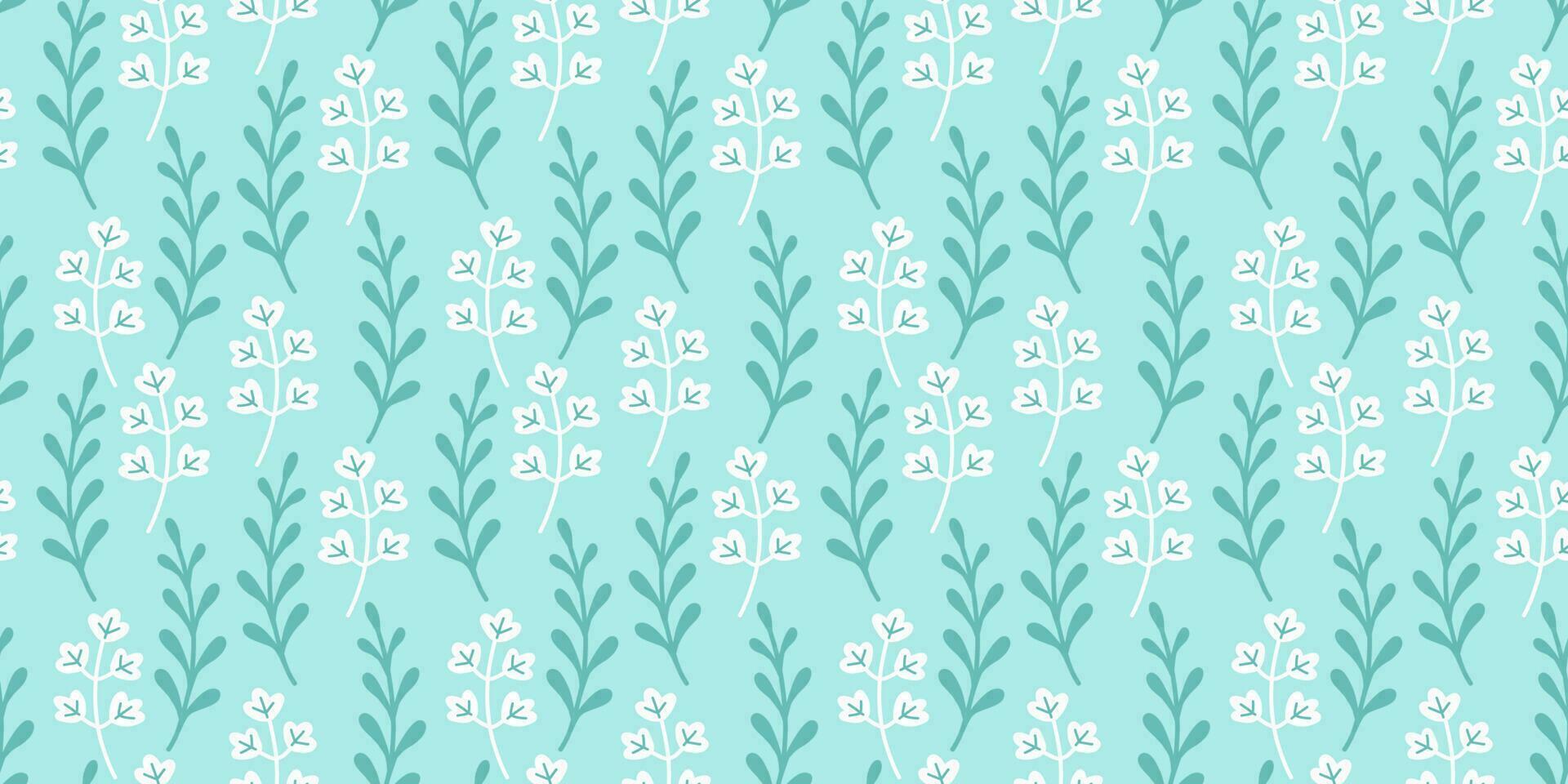 Seamless pattern with white and blue leaves on blue background vector illustration