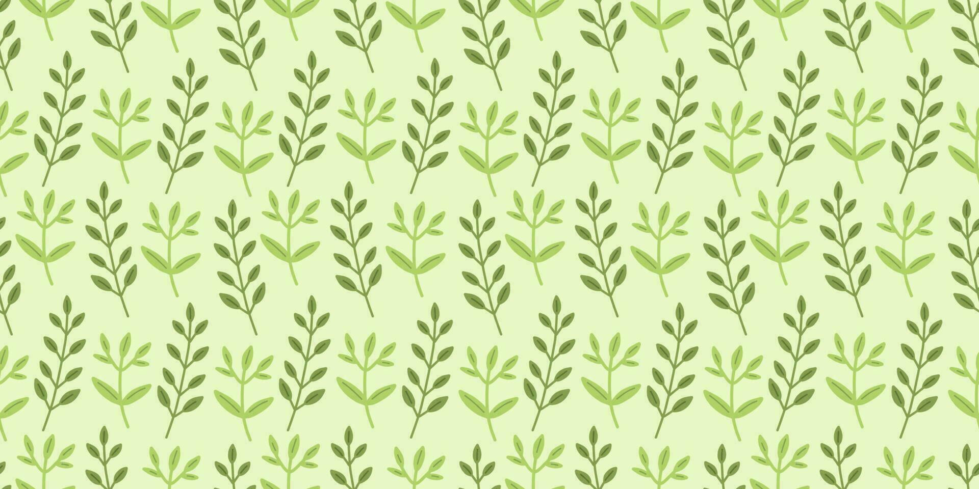 Seamless pattern with green leaves on green background vector illustration