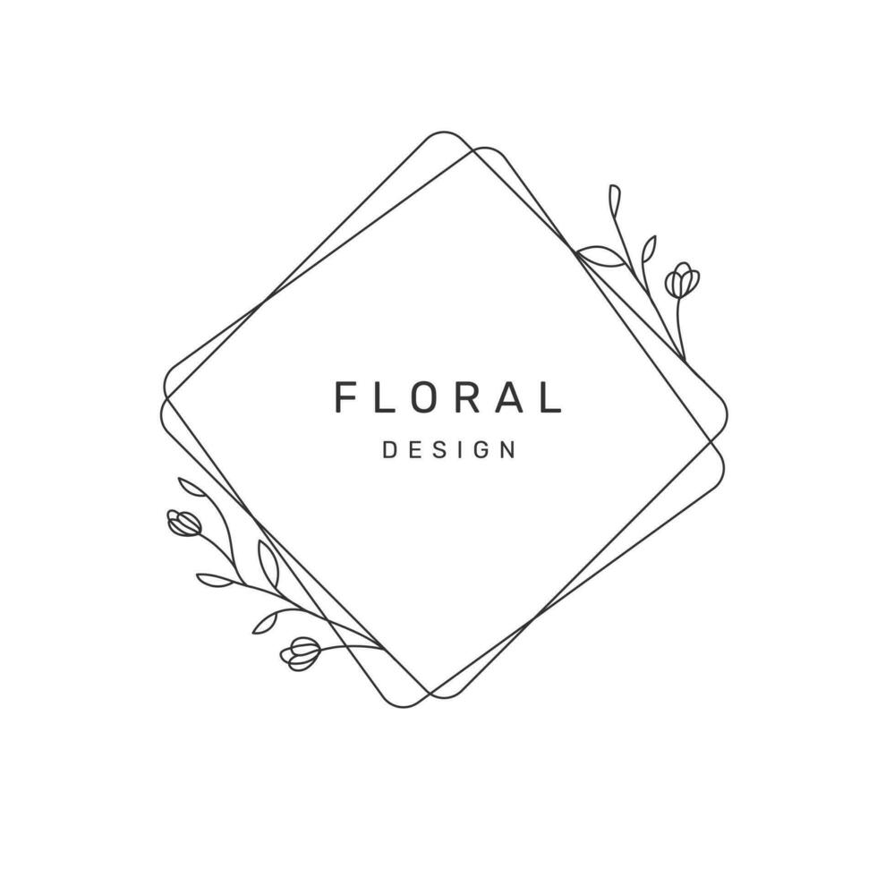 Hand drawn floral geometric frame. - Vector. vector