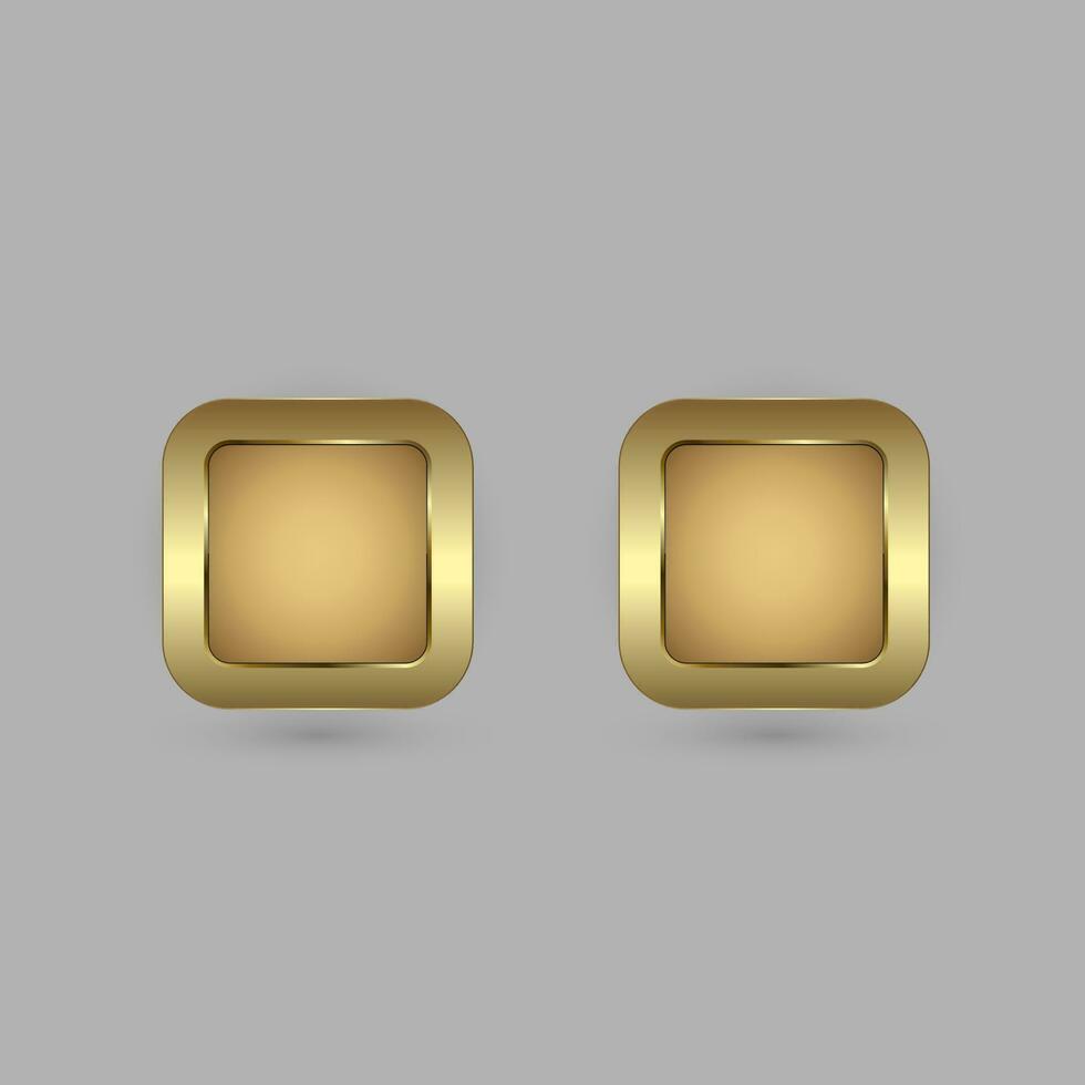 conjunto de dos dorado rectángulo blanco botón para sitio web ui vector diseño