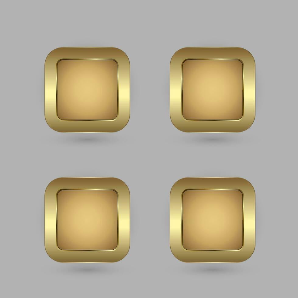 4 shapes golden rectangle blank button for website UI  vector design