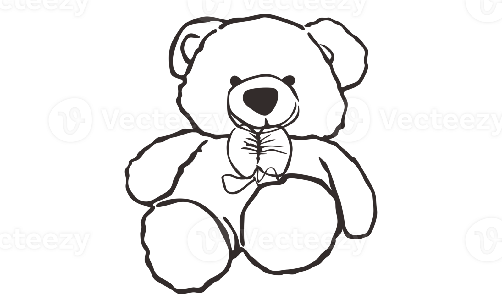 Cute Teddy Bear Line Art on a transparent background png