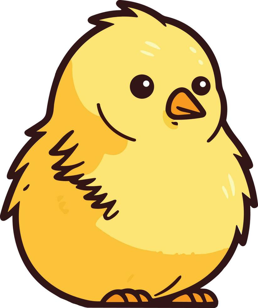 un linda pequeño polluelo en dibujos animados estilo en en pie posición, vector archivo de pollo