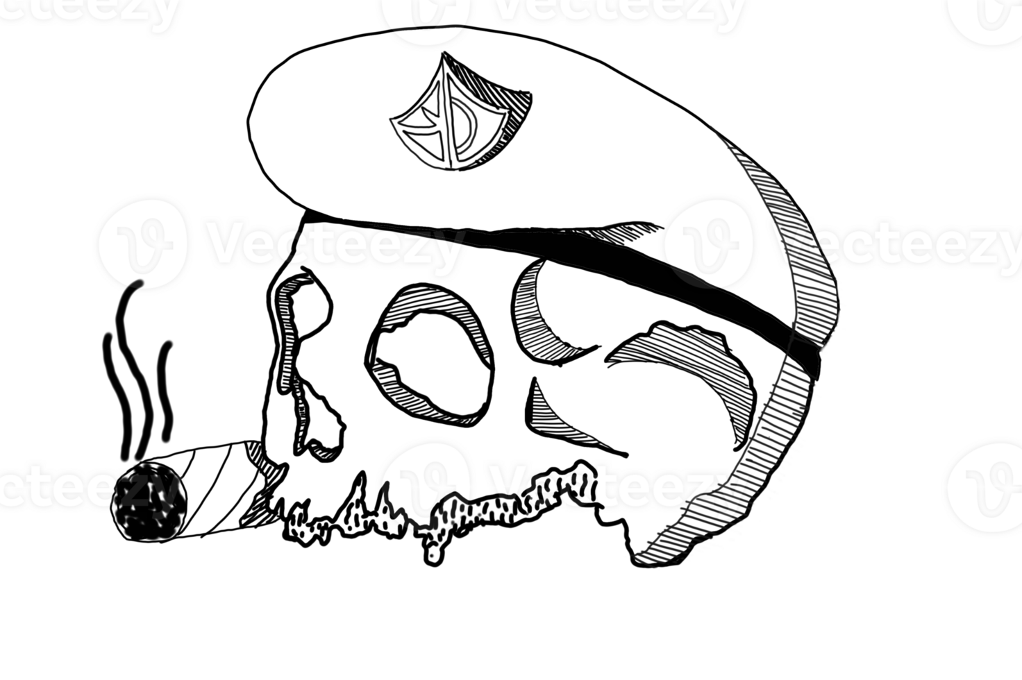 Human Sodier Skull Line Art With Transparent Background png