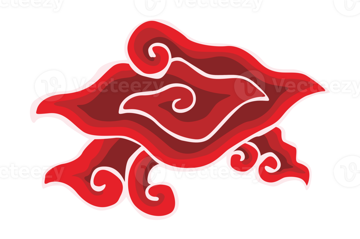 Red Ornament Batik Mega Mendung Cirebon Indonesia With Transparent Background png