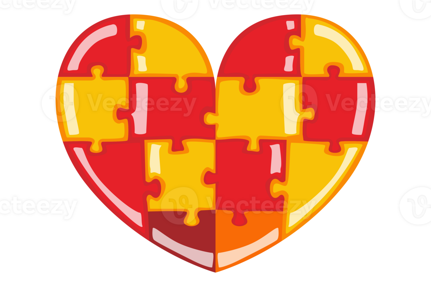 Red and Orange Valentine Love Puzzle With Transparent Background png