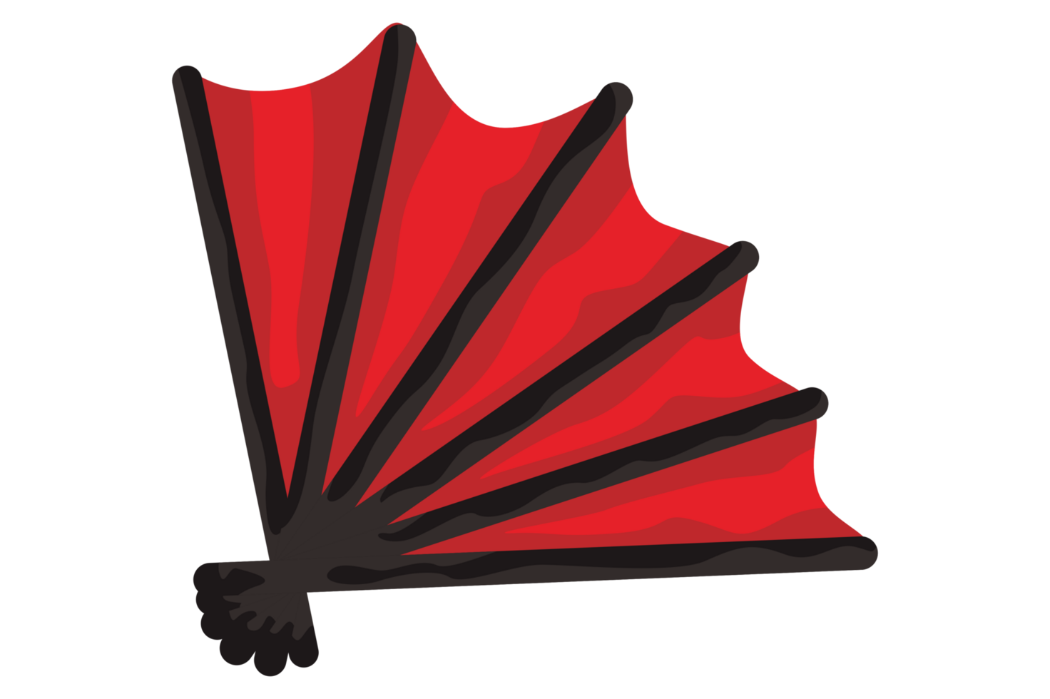 Red hand-held fan on transparent background png