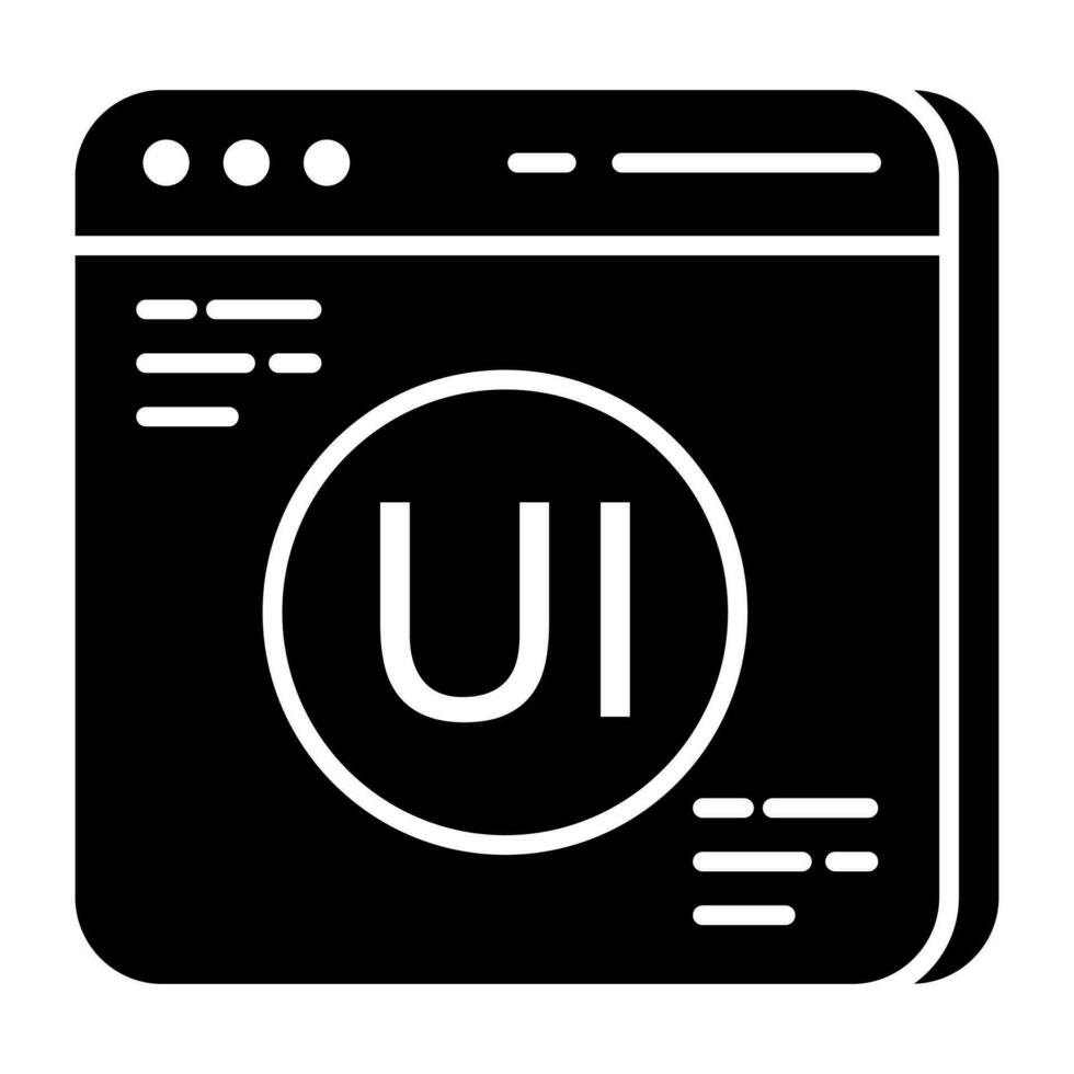 A solid design icon of ui website vector