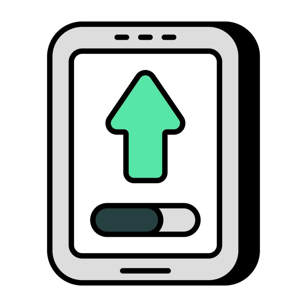Conceptual solid design icon of mobile upload vector