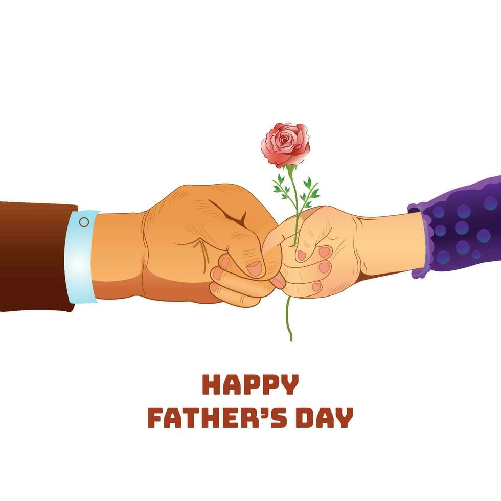 Happy fathers day the parent holds the hand of a small child design vector