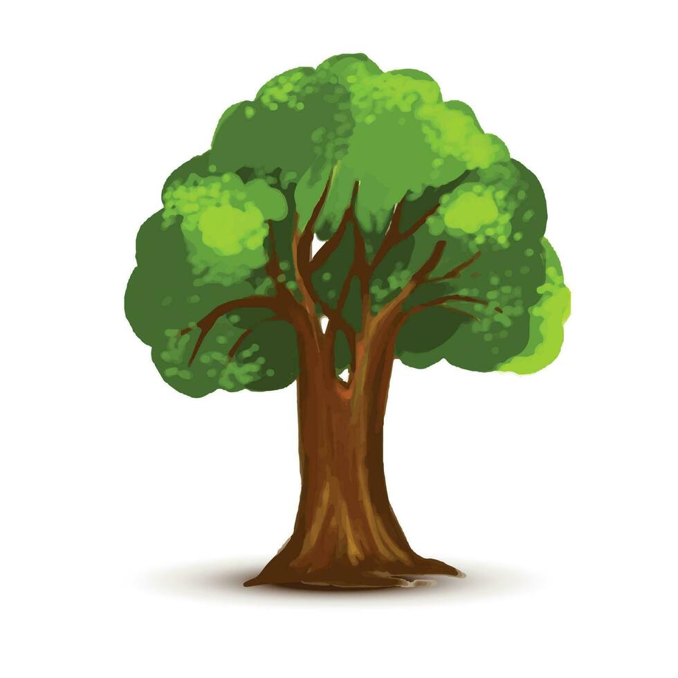 hermosa verde paisaje árbol en blanco antecedentes vector