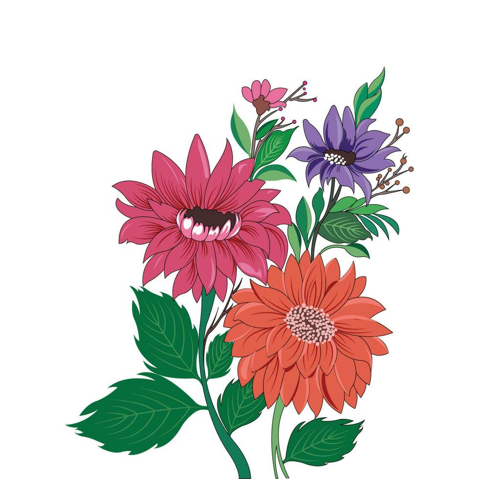 Beautiful decorative bunch of flowers card design vector