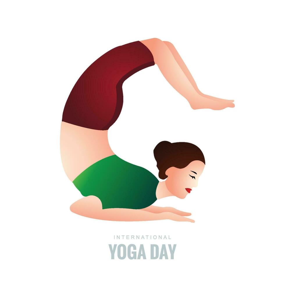 Illustration of International yoga day with woman doing yoga pose design vector