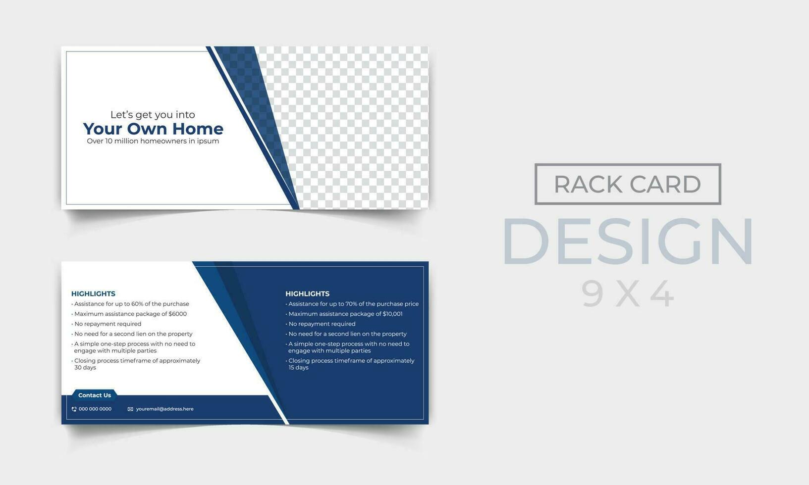 Modern Real estate Horizontal Rack card design template for business, homeowner, officer, seller vector