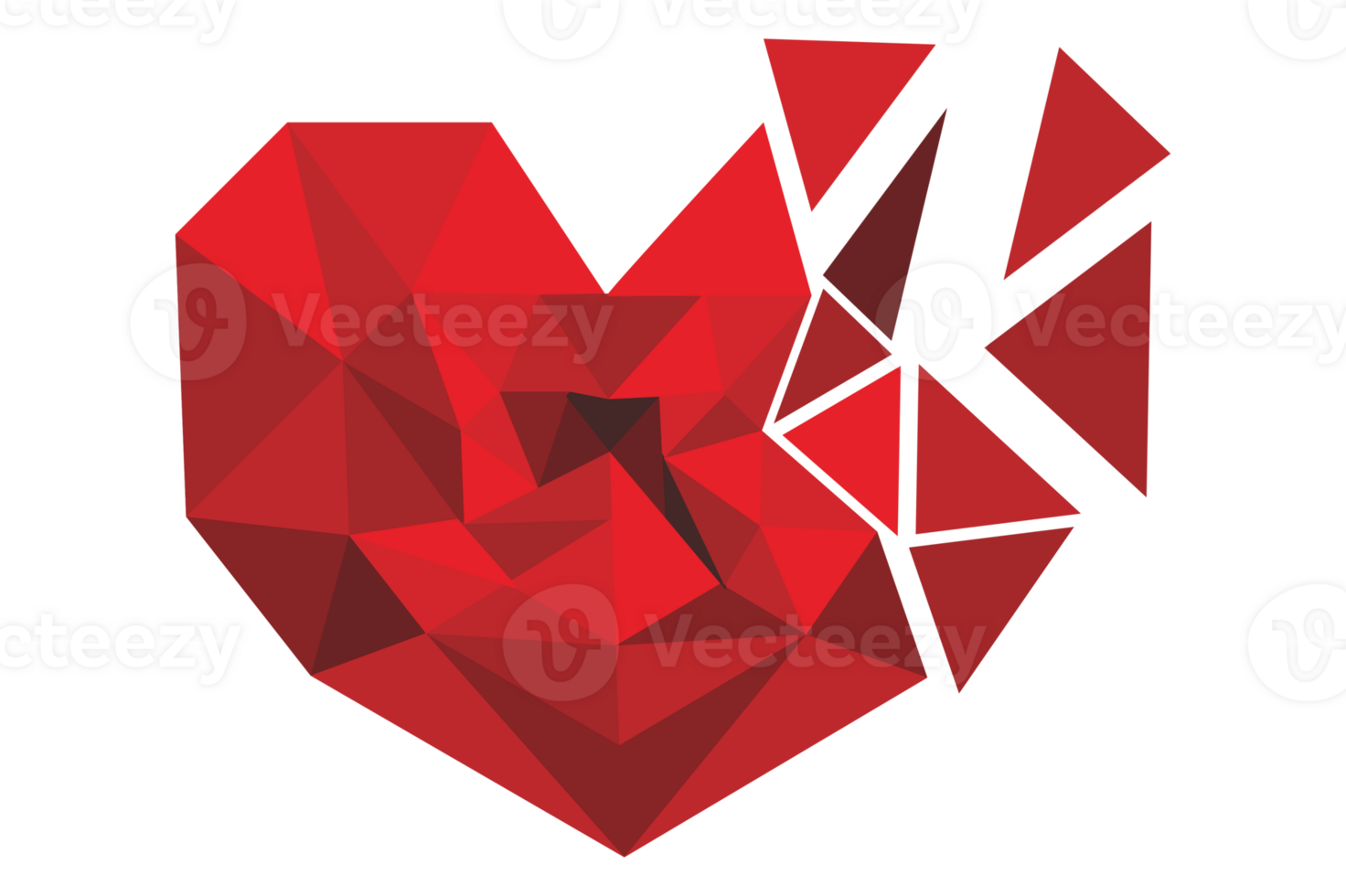 Broken Red Love Diamond With Transparent Background png