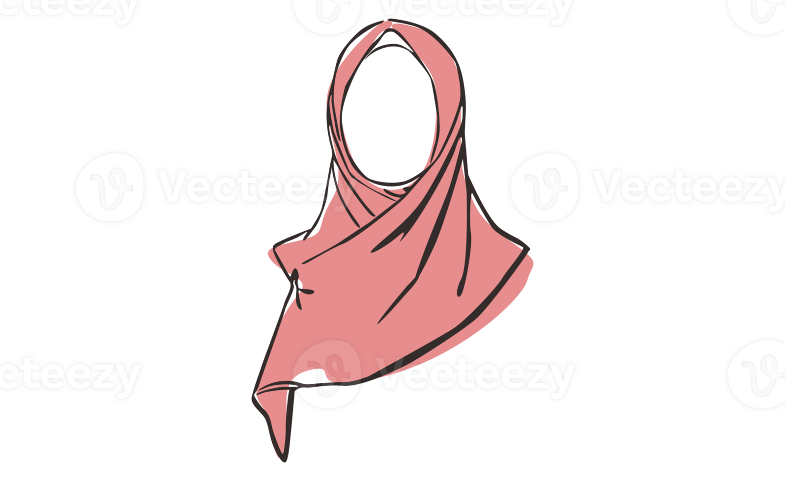 Islamic Women's Hijab Veil Line Art With Transparent Background png